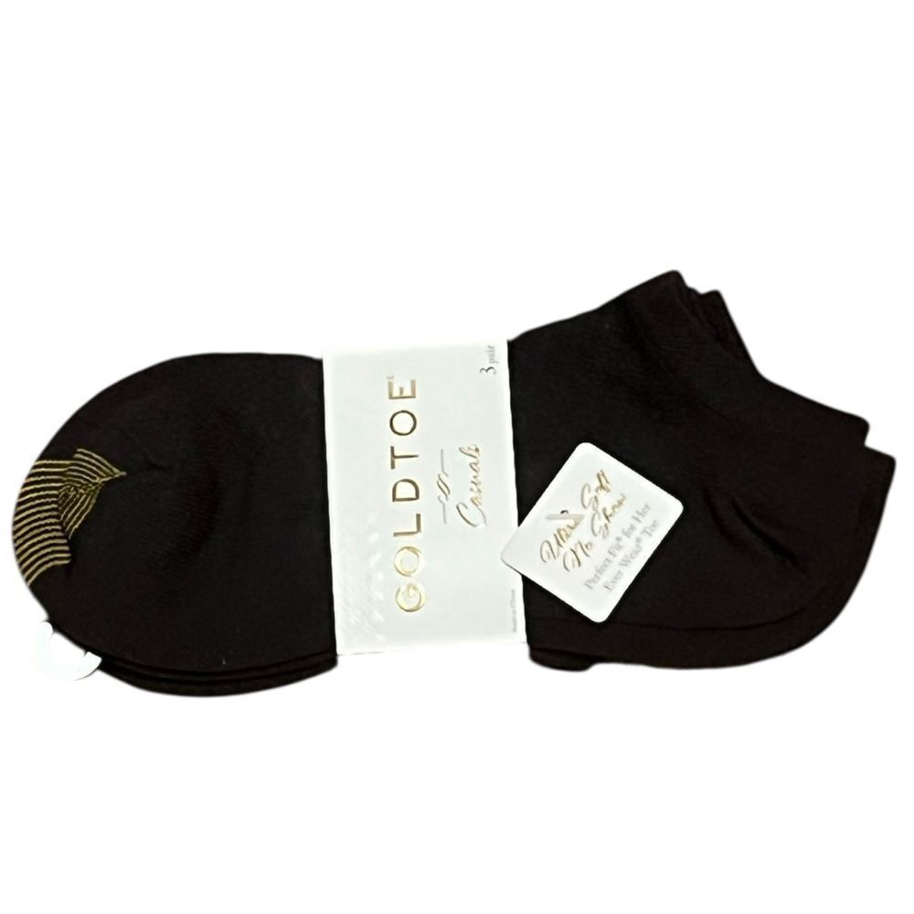 Gold Toe Women’s Casuals No Show‎ Black Socks, 3 Pairs, NWT
